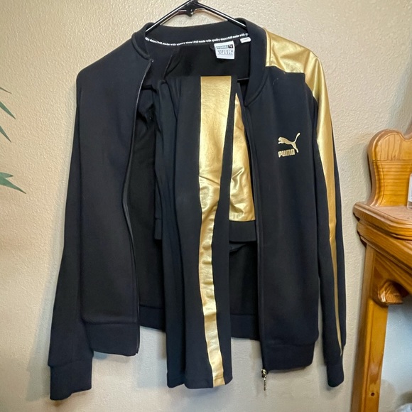 puma black and gold tracksuit
